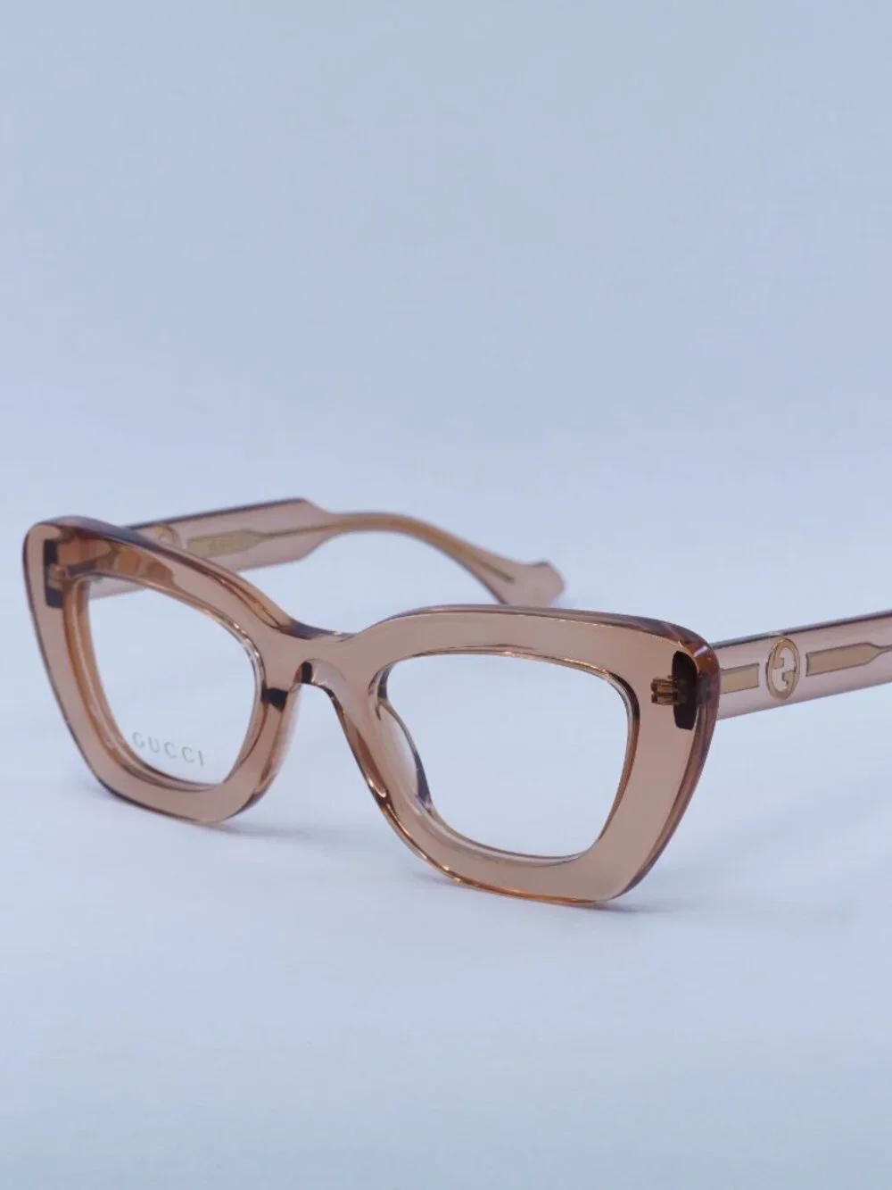 Gucci GG1555O 004 Eyeglasses Brown 50mm Cat Eye Frame